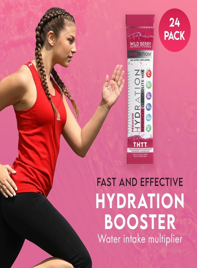 NewTrition Hydration Powder, Wild Berry Pack of 24 Electrolyte Powder Packets, Naturally Flavored Hydrating Packets for Water, Fast Acting Hydrate Electrolytes with Vitamins B & C, Energy & Recovery - Image 3